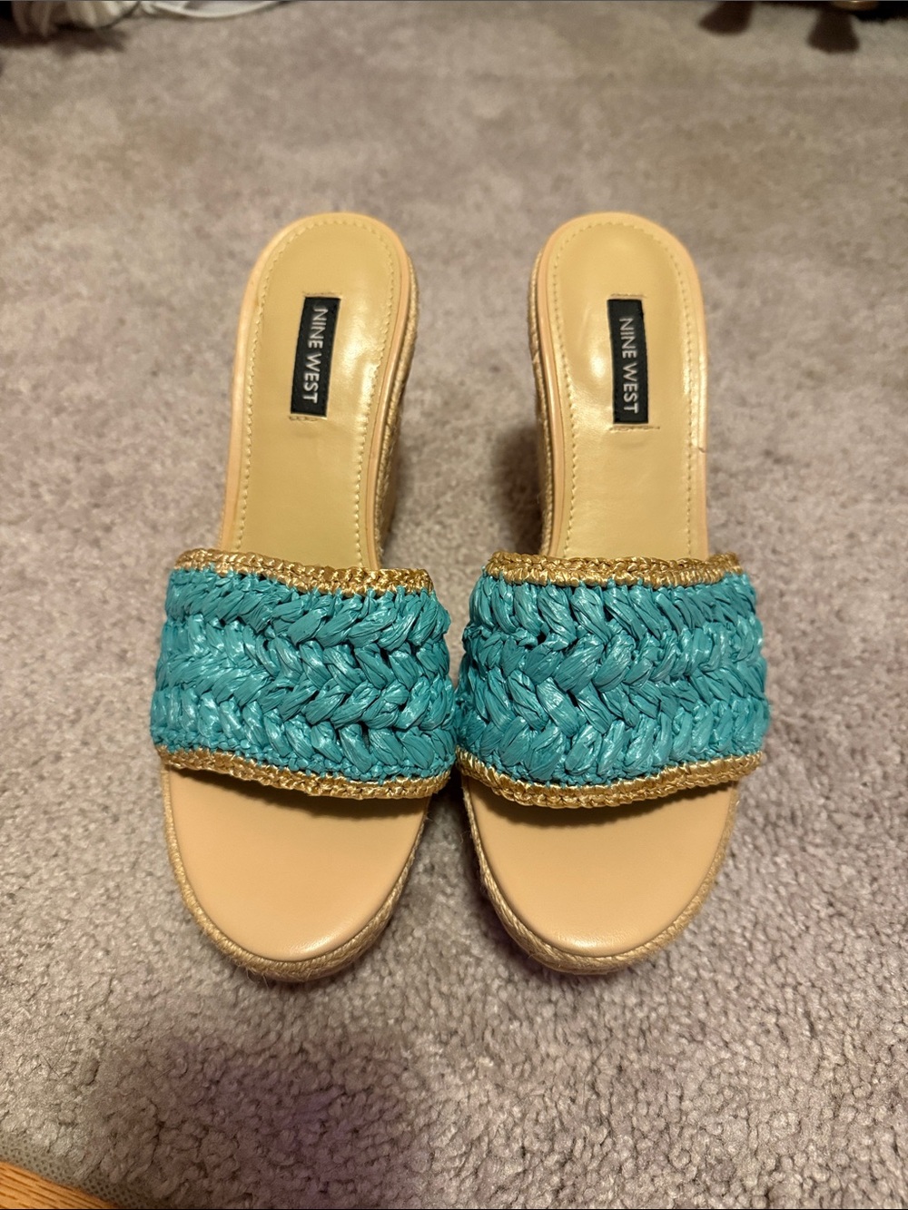 Nine West Turquoise Braided Sandles